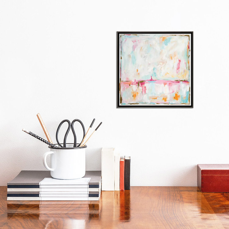 «Cotton Candy Cloud» par L. Hewitt - peinture sur toile tendue, H 37 po x l 37 po, Toile avec cadre flottant, Noir patiné