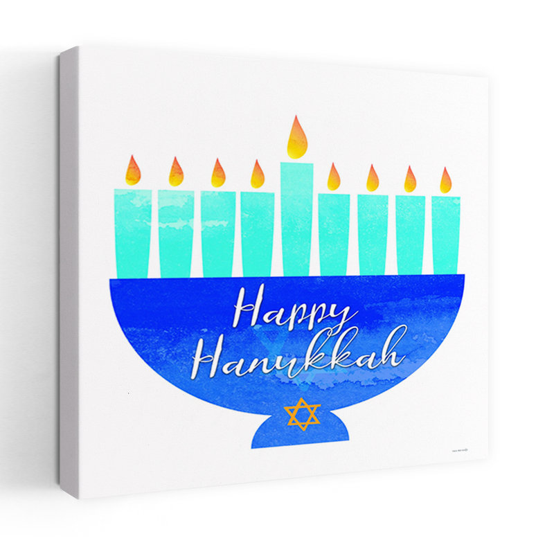 Happy Hanukkah Menorah I, art contemporain abstrait, H 24 po x l 24 po