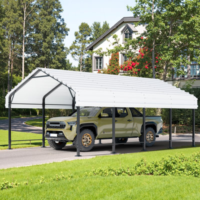 12 Ft. W x 20 Ft. D Heavy Duty Carport with Galvanized Steel Roof