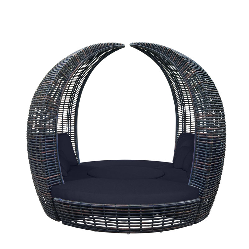 Halo Outdoor 5 - Piece Conversation Set, Black Mushroom, Canvas Navy Sunbrella® Canvas