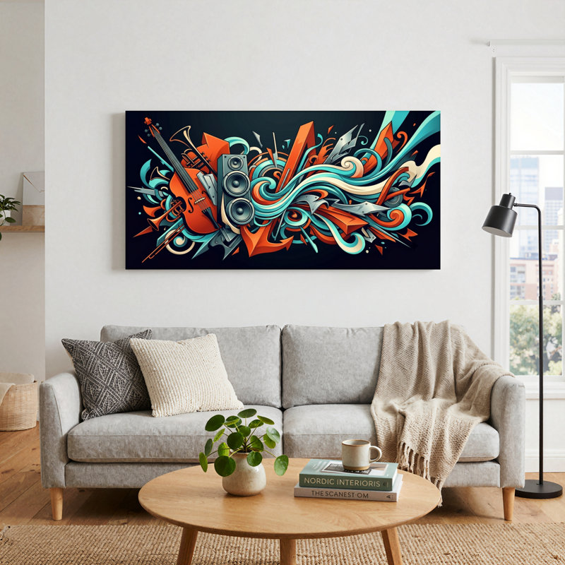 Ensemble d'une toile murale d'art musical, 58“W x 28”H, Wrapped Canvas