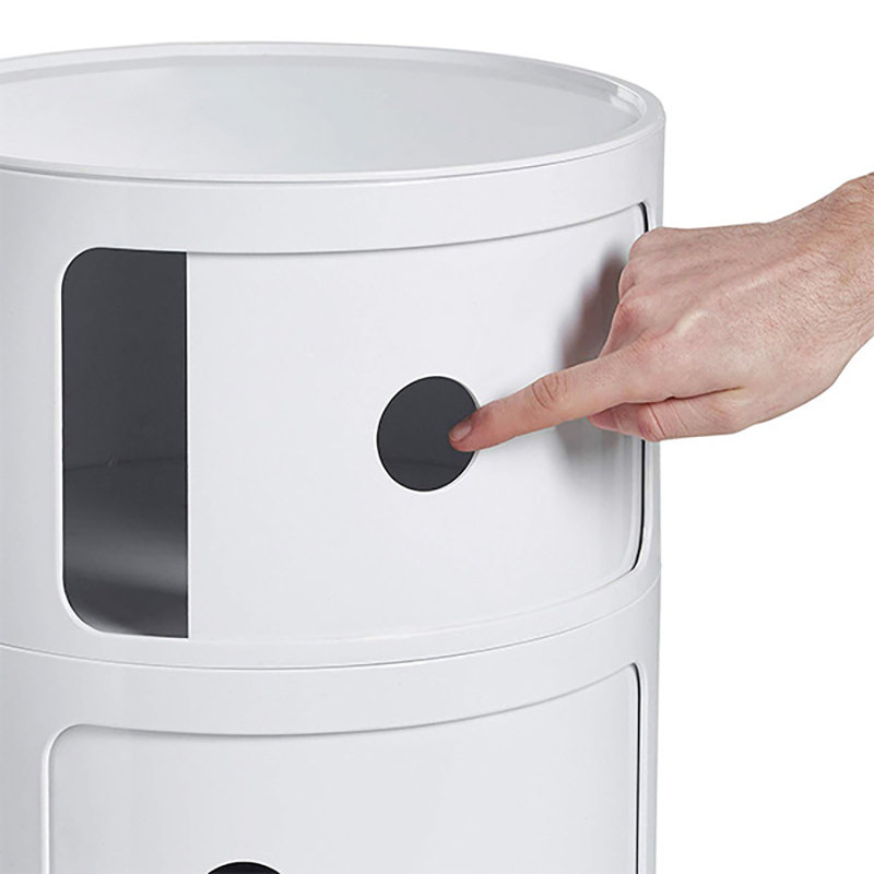 2-Shelf Round Side Table with Storage, White