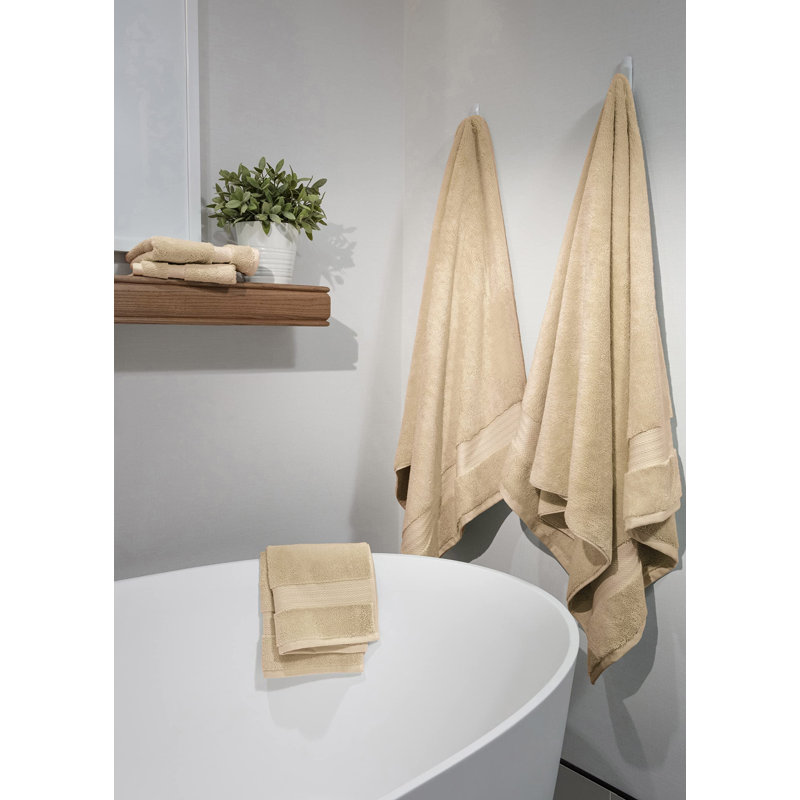Ensemble de serviettes 6 pièces 100% coton biologique, Brun clair dune