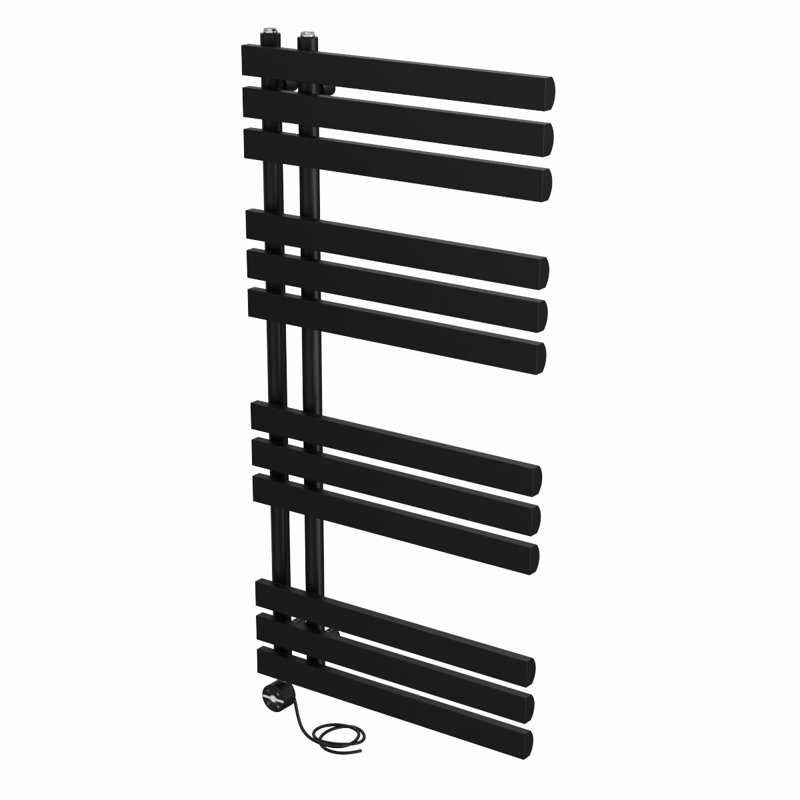 Caihla Designer Towel Rail Heated Towel Rails, Black, 120cm H x 60cm W x 7.35cm D
