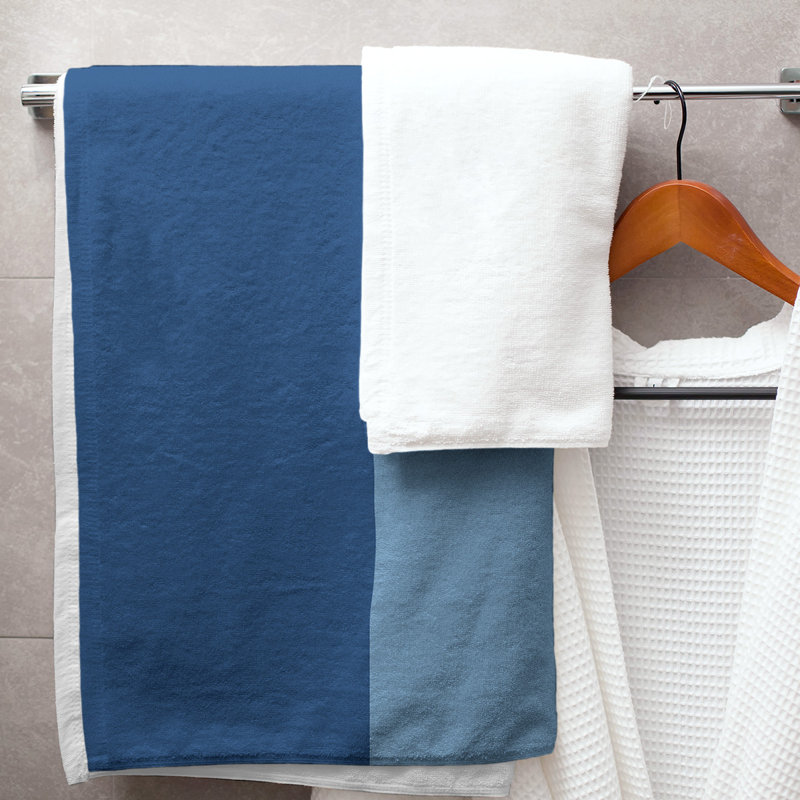 Kansas City Bath Towel, Royal Blue/Powder Blue/Gold, Polyester/Cotton