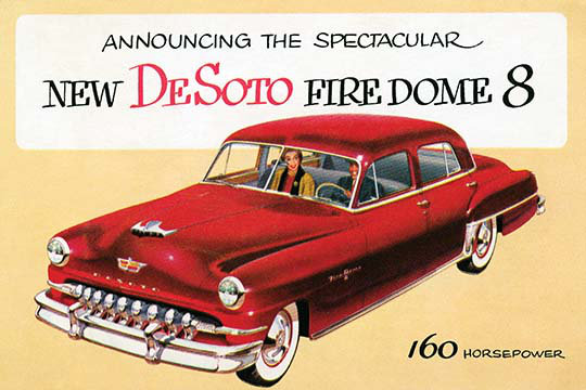 « new desoto firedome 8 », affiche rétro