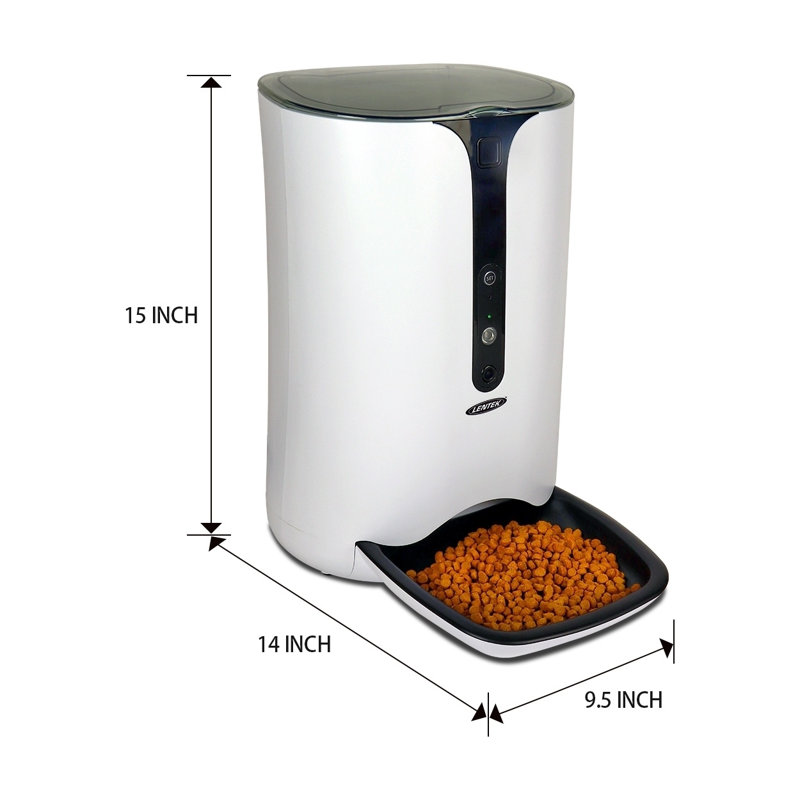 Lentek Smart Programmable Pet Food Dispenser with 720P Camera - White