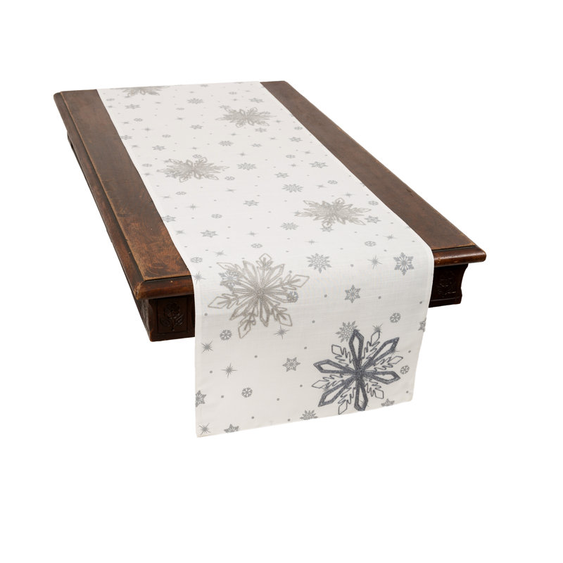 Chemin de table de noël brodée flocons de neige en cristal Tripp