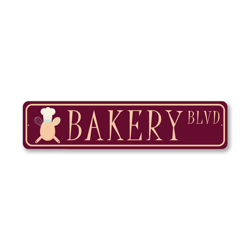 Plaque de rue en aluminium Bakery, H 4 po x l 18 po x P 0,04 po
