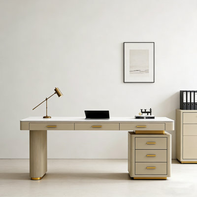 Cream-Coloured Modern Minimalist Office Desk