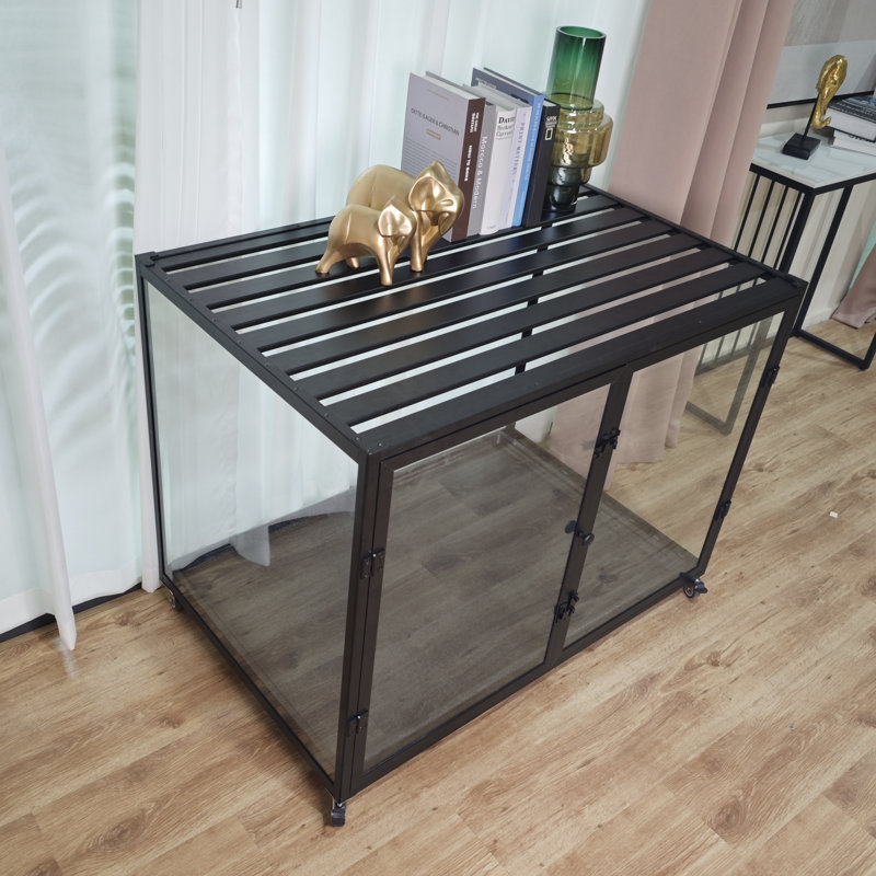 Chenil pour animaux en verre trempé innovant, Grand (H 30 po x l 35,5 po x P 24 po), Noir, noir, noir, noir