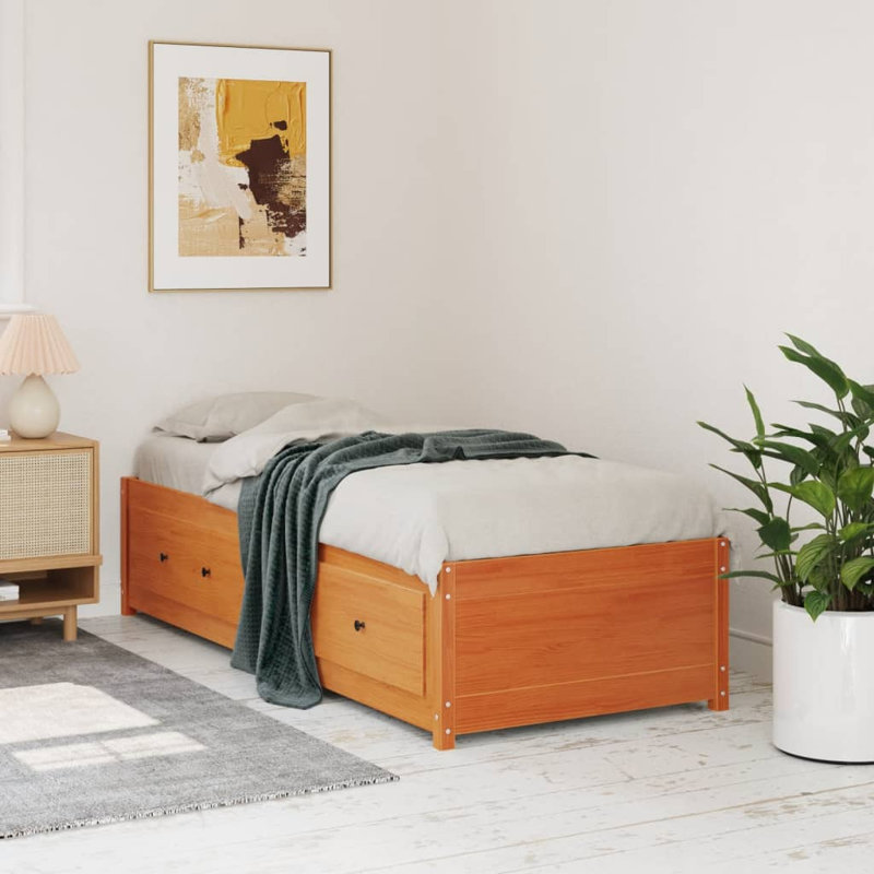 Day Bed Solid Wood, Grey, 90 x 200 cm