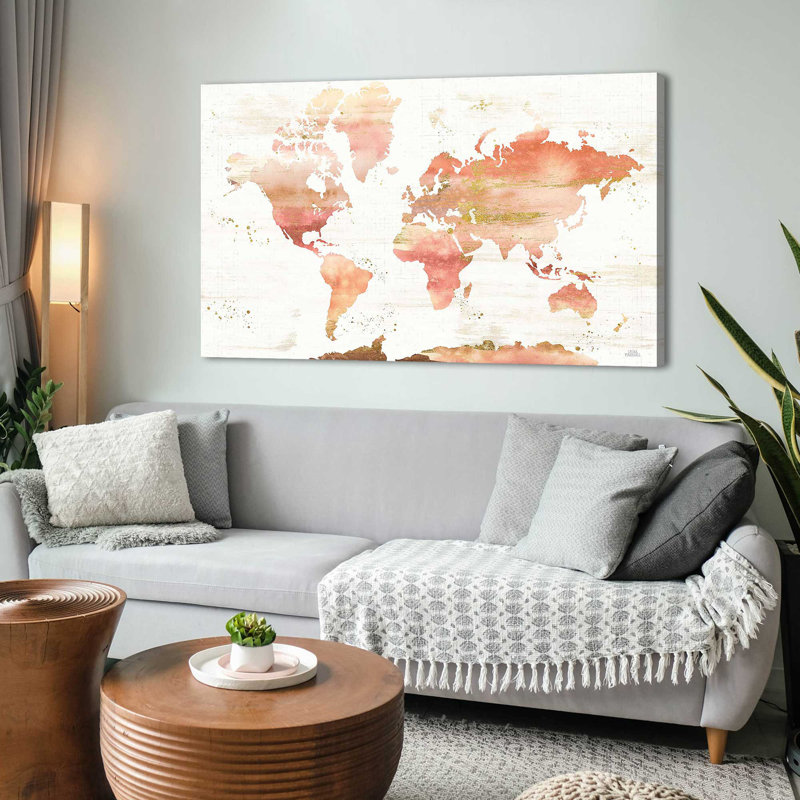 «Desert Blooms Abstract Map» par Laura Marshall - impression, Toile tendue, H 24 po x l 40 po x P 1,5 po