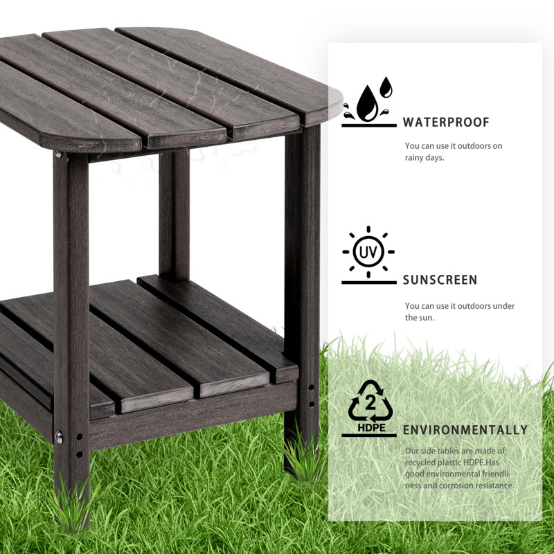 Oval Double Adirondack Side Table,Patio Table, Brown