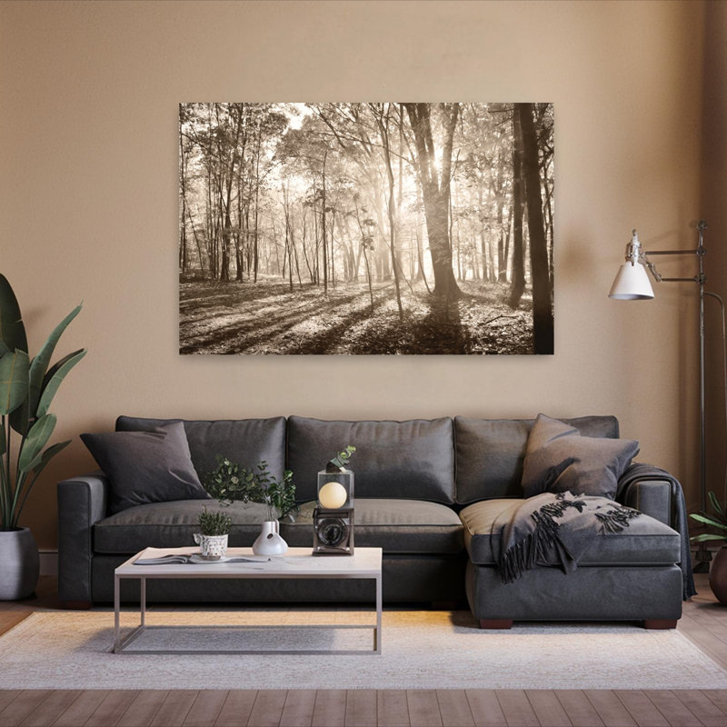 «Back To Nature», art contemporain de paysage forestier abstrait, H 40 po x l 60 po