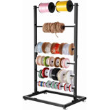 6-Tier Ribbon Holder, Large Capacity Ribbon Storage Rack, Height Adjustable Metal Spool Organizer