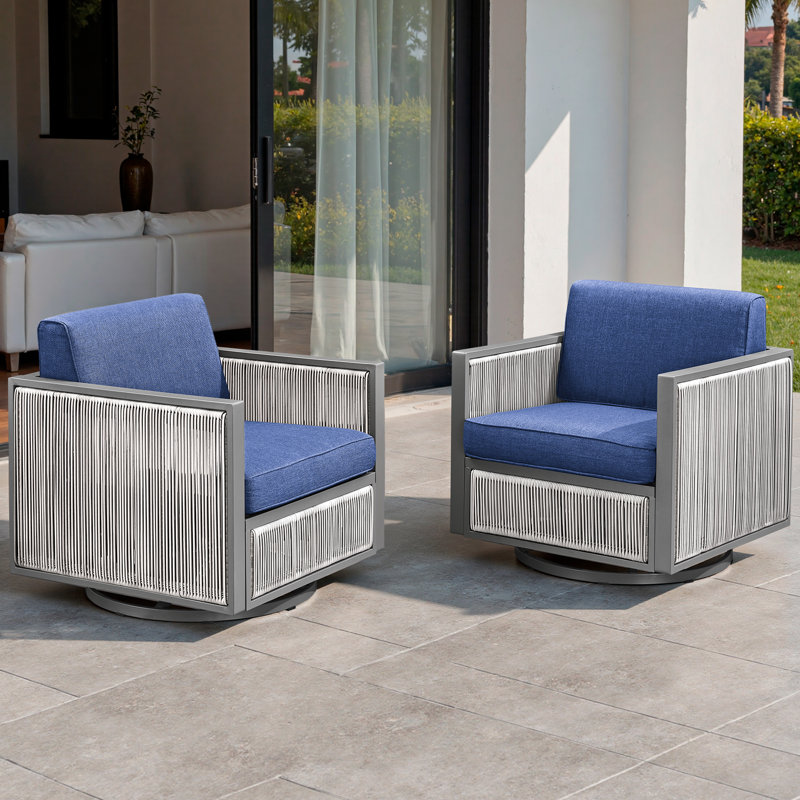 Fauteuil oscillant d'extérieur Trinie, Bleu