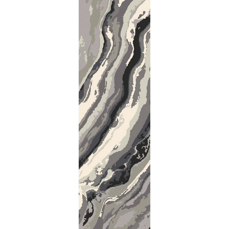 Tapis gris touffeté à la main Mcduffy, Tapis de couloir 2 pi 6 po x 8 pi