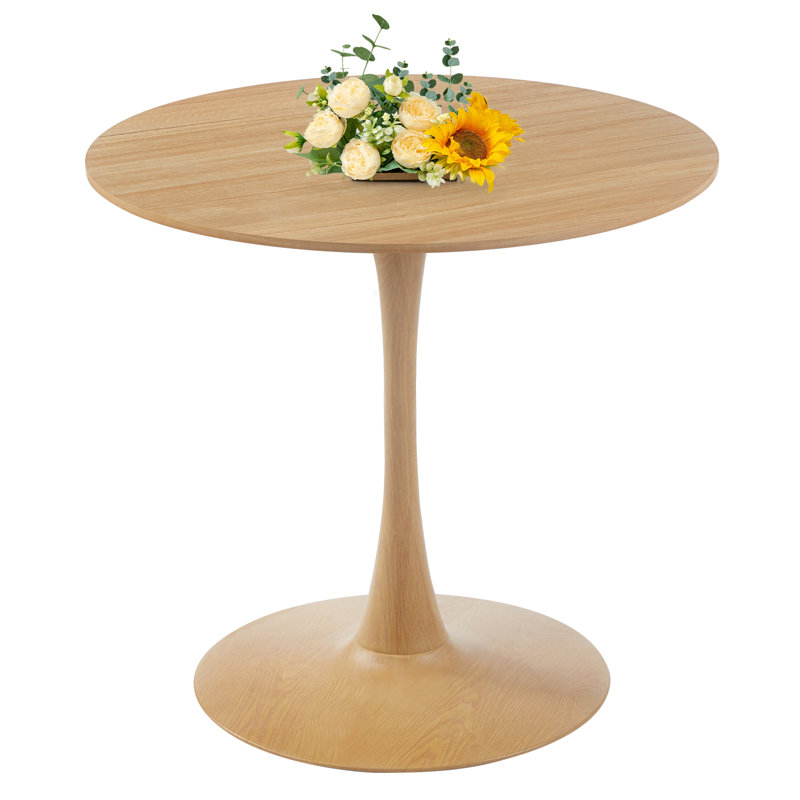 Table de salle à manger ronde, H 28,7 po x L 31,5 po x l 31,5 po, Blanc, Oak