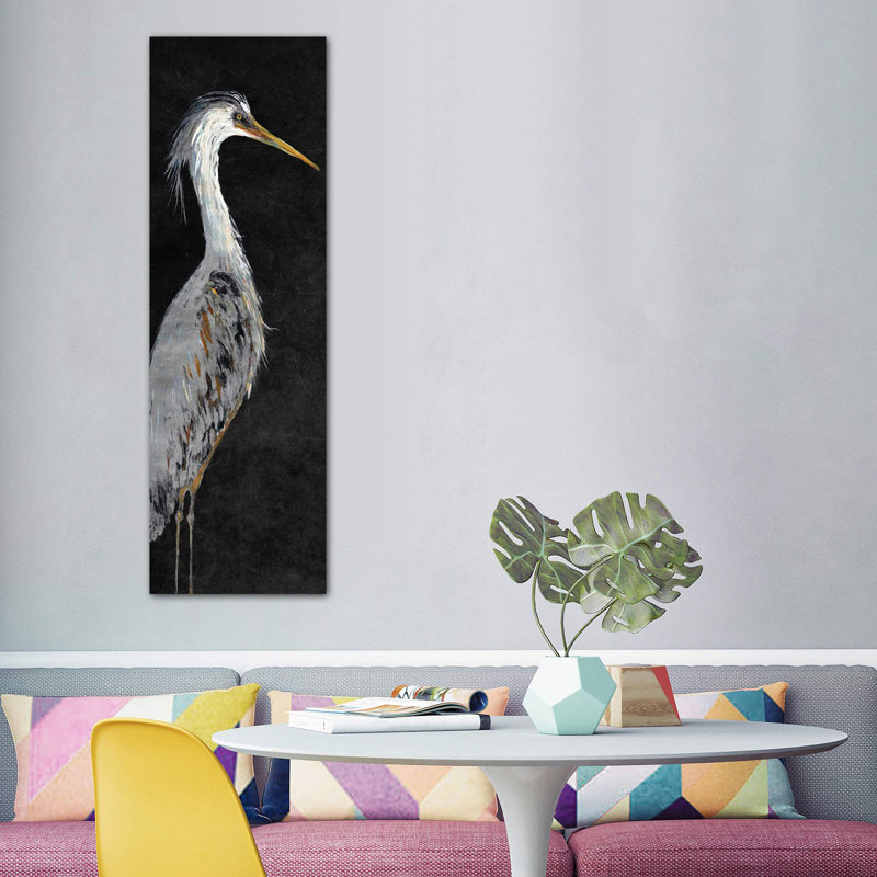 Heron On Black II by Julie Derice - Wrapped Canvas Panoramic Print, 182.88 cm H x 60.96 cm W