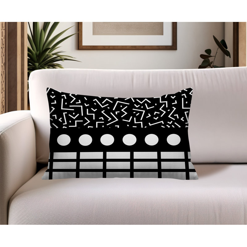 Oreiller rectangulaire réversible intérieur / extérieur Poptik, Rectangulaire H 18 po x l 25 po, Noir