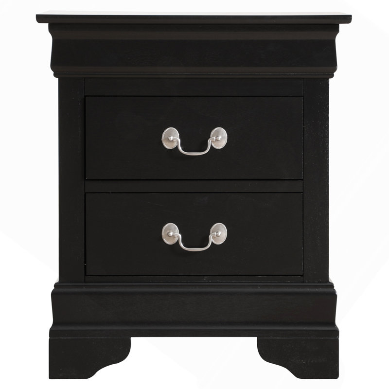 Elegant Black Nightstand With Storage, Black