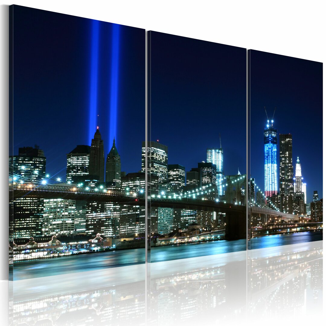 3-tlg. Leinwandbilder-Set Blue Lights in New York