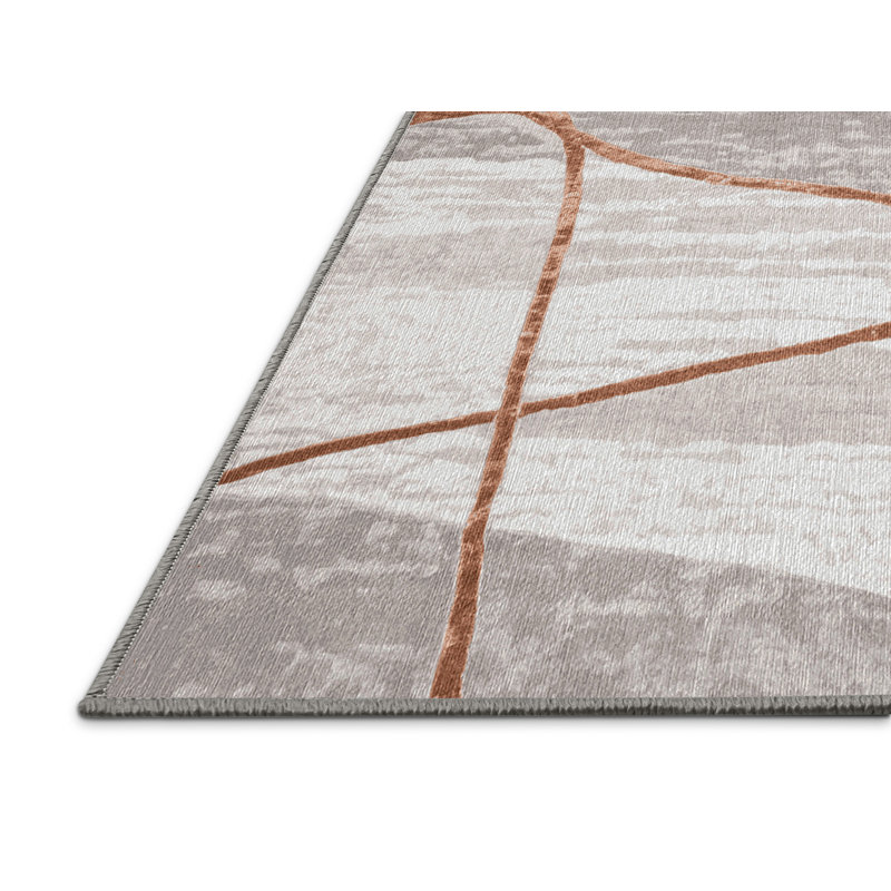 Machine Washable Gray Area Rug, Round 8'