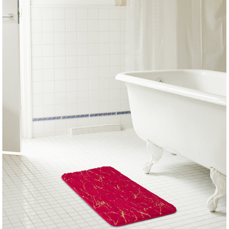 Laterica Non-Slip Bath Rug, Red/Gold