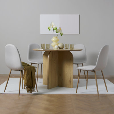 Linen Blend Upholstered Metal Side Chair