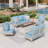 7 Person Outdoor Conversation Set With Swivel Lounge Chairs, Loveseat & Fire Pit Table-1396298166