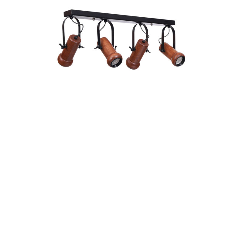 Élégant lustre noir et noyer, structure en métal, 10,6 x 2,4 x 1,2 pouces | Comprend un capuchon en bois de diamètre de 3,1 po x 5,9 po, hauteur totale: 10,2 po | 4 x douilles GU10 (ampoules non incluses), éclairage élégant pour la décoration intérieure