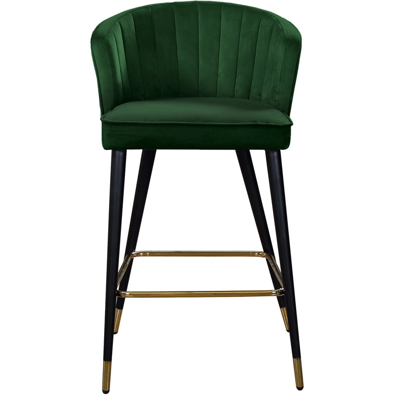 Cassie 27.3" Bar Stool, Green Velvet