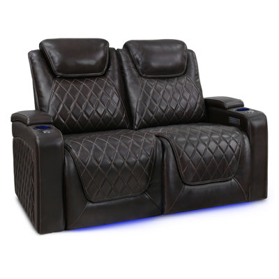 Siège de cinéma inclinable électrique en cuir véritable de 62 po de largeur avec porte-gobelet
