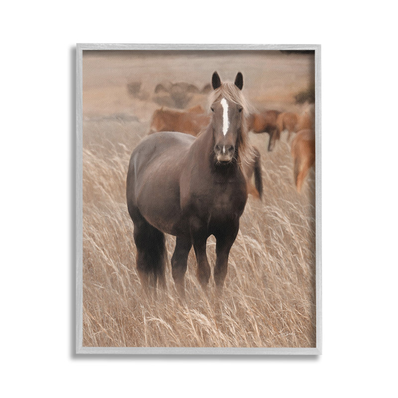 «Hazy Day Horse», art de la giclée encadrée par Lori Deiter, Estampe numérique Farmhouse, H 20 po x l 16 po