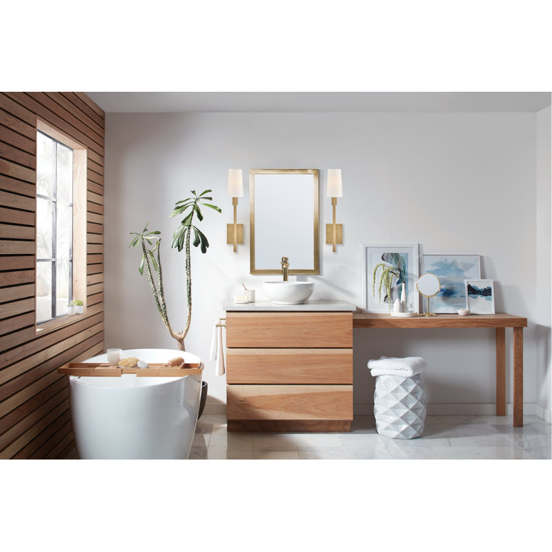 Fenwick Single Light Wall Sconce w/ Natural Paper Shade, Heritage Brass