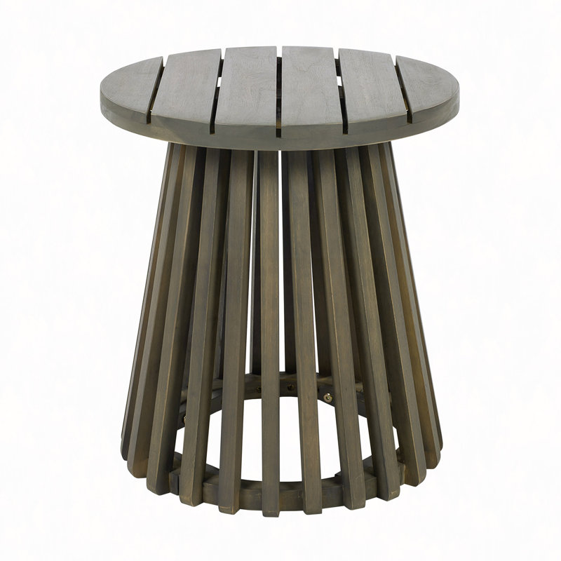 Table d'appoint d'extérieur en bois d'acacia pour le patio, table basse ronde pour la cour arrière, pelouse et balcon