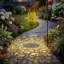 Lanterne solaire suspendue décorative de jardin extérieur - Fleur papillon cylindrique pour allée de patio