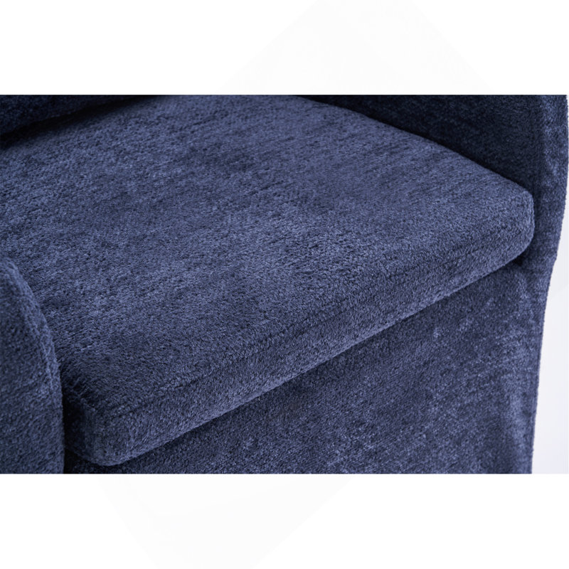 Fauteuil de salle à manger en tissu chenille 30 pièces avec roulettes et assemblage 30 heures, Bleu