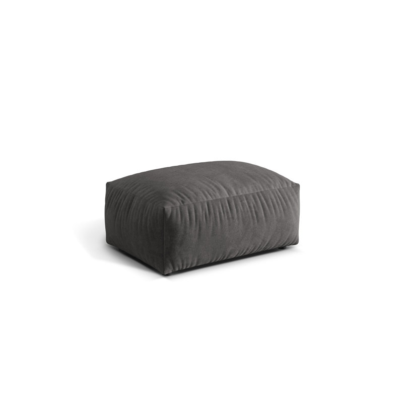 Carlens 65cm Wide Velvet Solid Colour Pouffe Ottoman, Grey