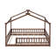 Structure de lit double en bois pleine grandeur avec clôture, pour enfants, adolescents, filles, garçons, noyer-637661549