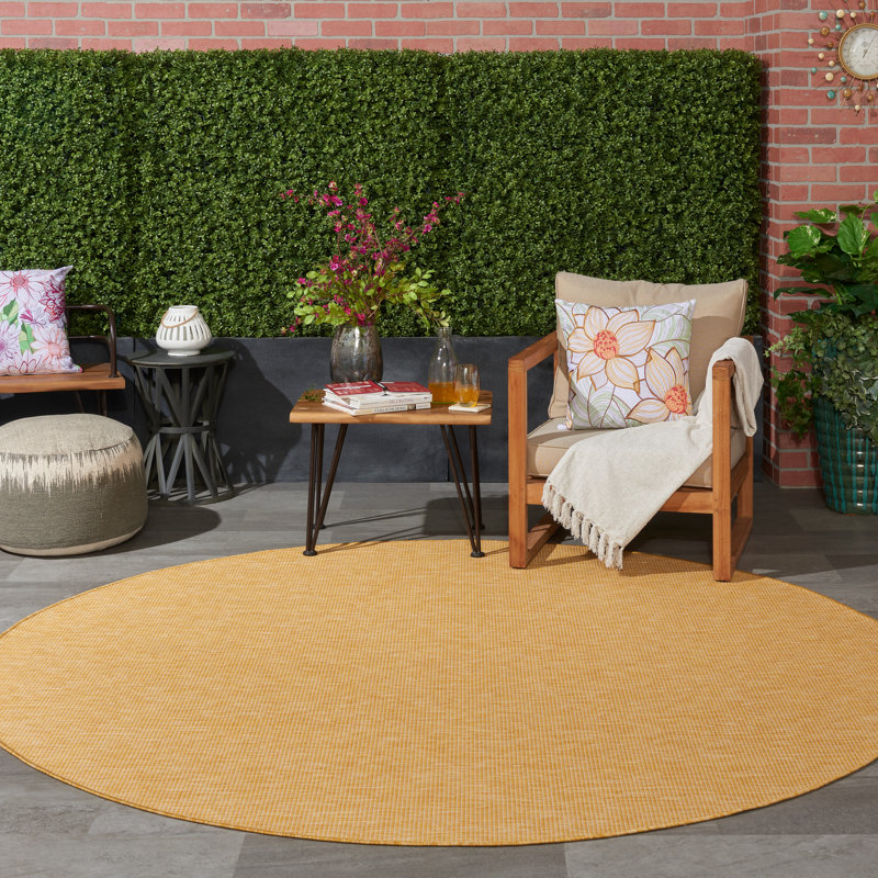 Solid Colour Hand Woven Indoor / Outdoor Area Rug, Round 244cm