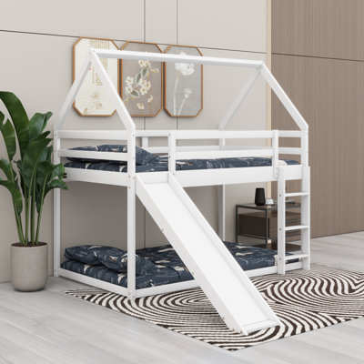 Floor Bunk Bed Frame With Slide, Ladder And Full-Length Guardrails by Ophelia & Co.