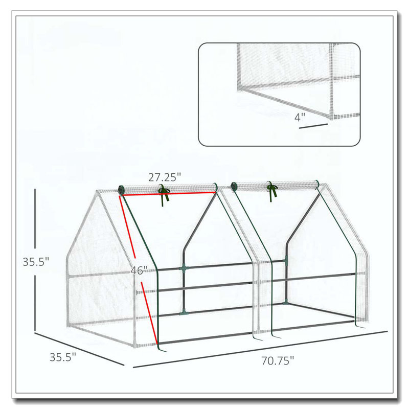 Mini jardin extérieur portatif 6 pi x 3 pi x 3 pi Outsunny, Blanc