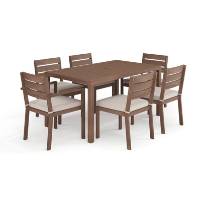 Martha Stewart Bedford All-Weather Patio Set With 62" Table And 6 Stackable Dining Chairs