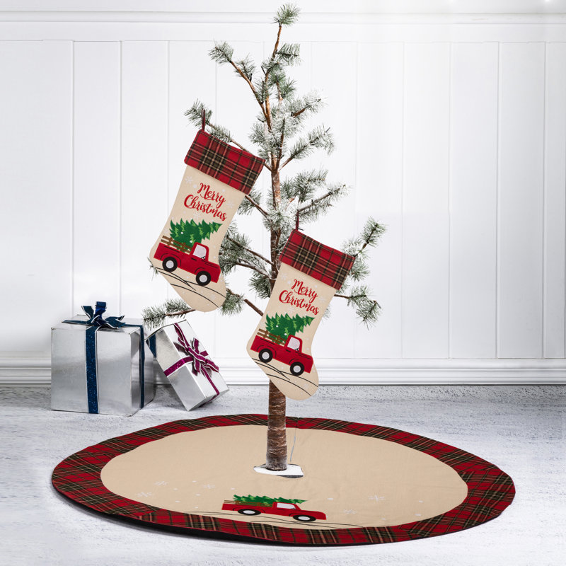 Ensemble de jupe d'arbre de Noël et chaussette 3 pièces