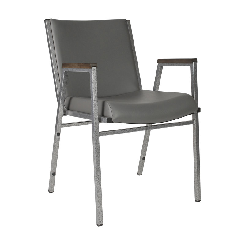Chaise empilable robuste avec accoudoirs Aliya, Gris, Argent argent