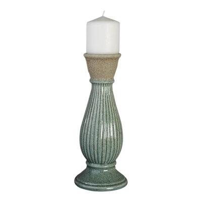  Ensemble de 2 bougeoirs en céramique Candler - vert 13,4 po
