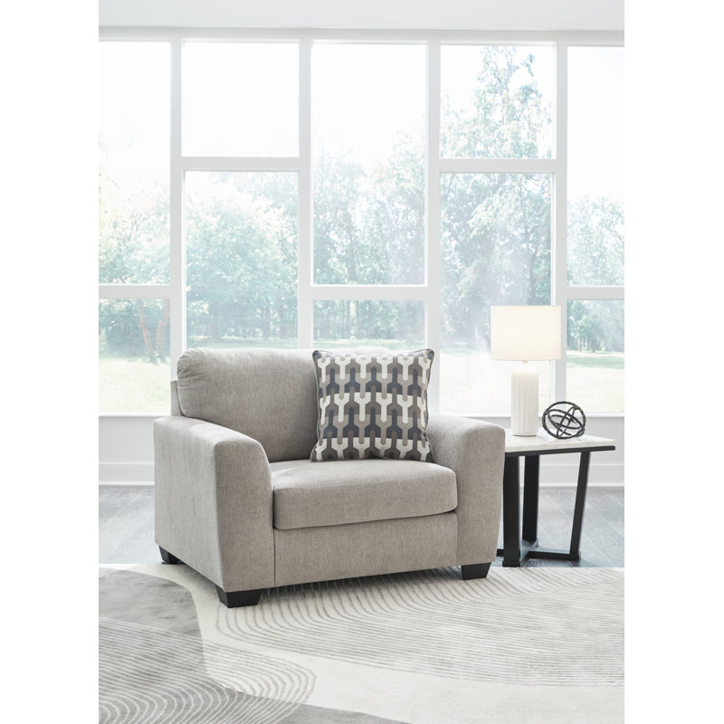 Gray Polyester Oversized Chair with Faux Wood Finish
