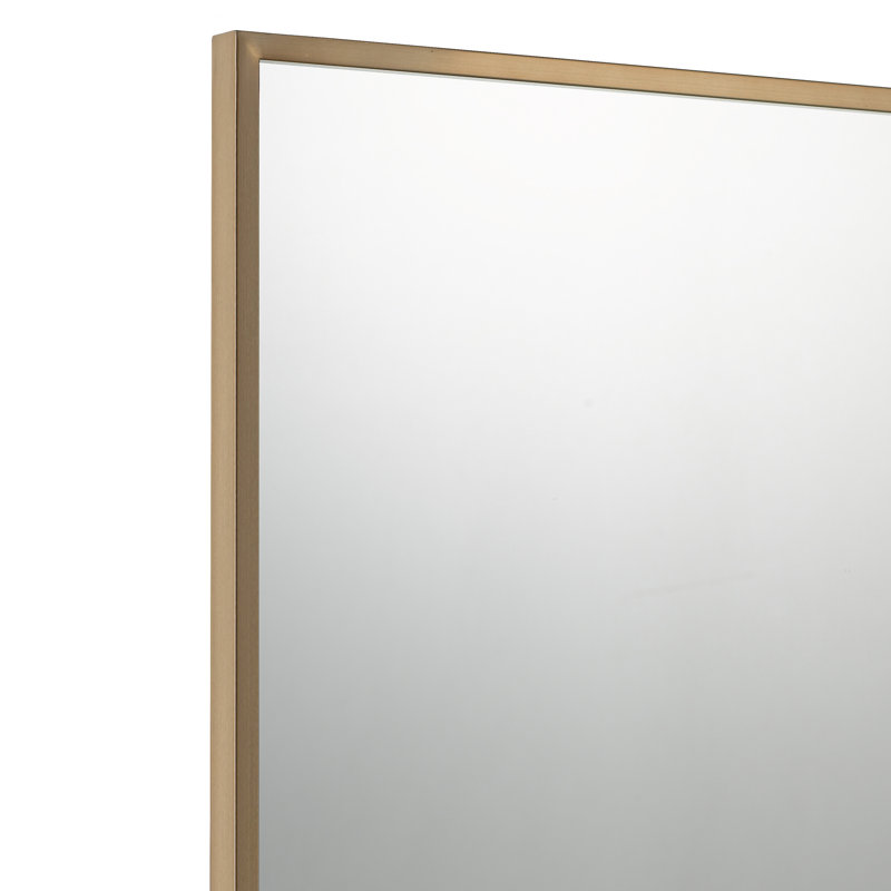 Metal Flat Wall Mirror, Antique Brass
